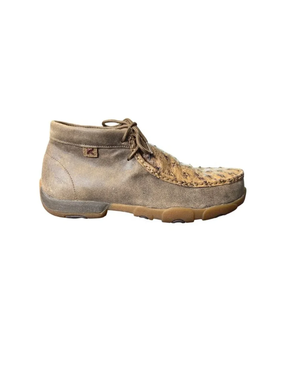 Twisted X Men Size 8 Nano Safety Toe Driving Moc Chukka Leather Ostrich Tan Work